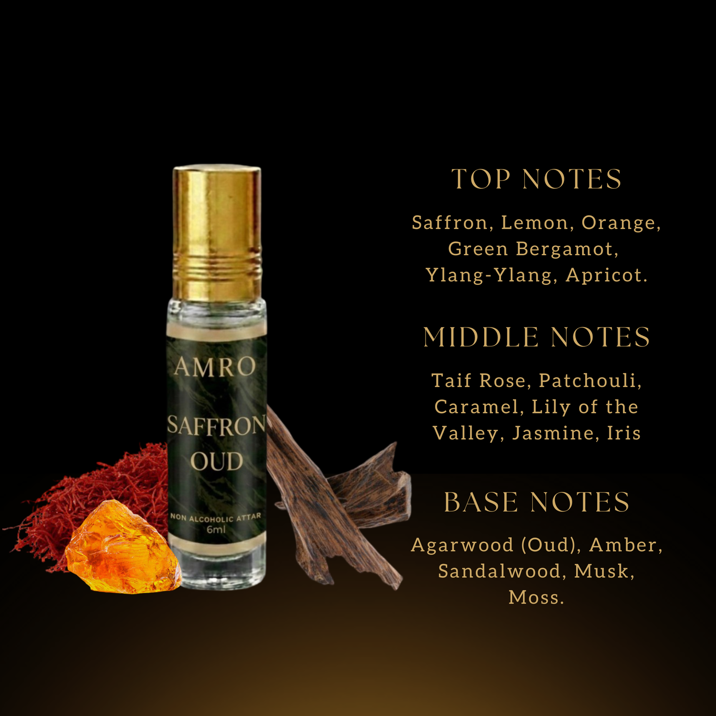 AMRO Saffron Oud Attar – Rich Saffron Oud Premium Fragrance Oil