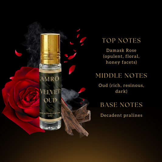 AMRO Velvet Oud Attar Close Up – Rich Rose Oud Perfume Oil