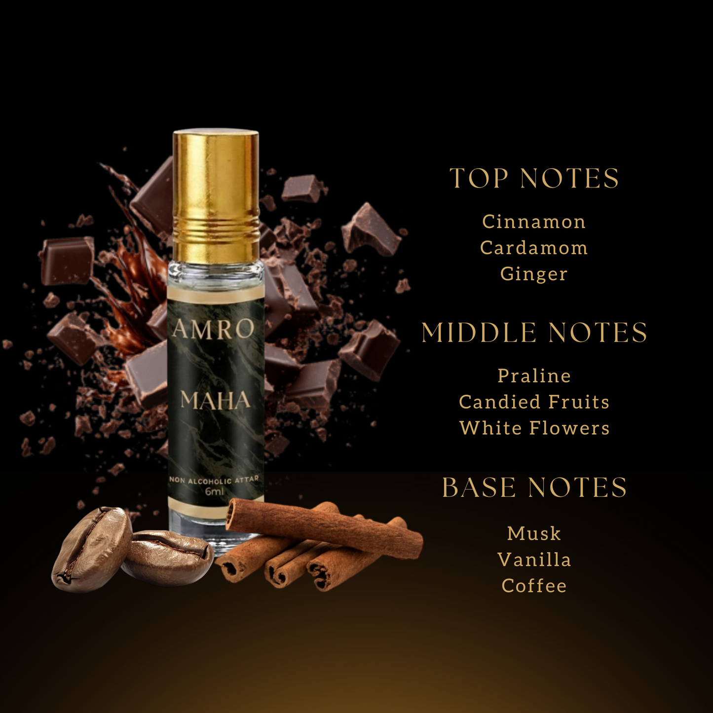 AMRO Maha Attar Close Up – Rich Coffee Chocolate Spicy Perfume Oil